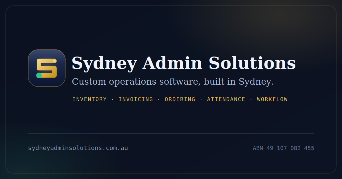 Sydney Admin Solutions — custom software for the back office